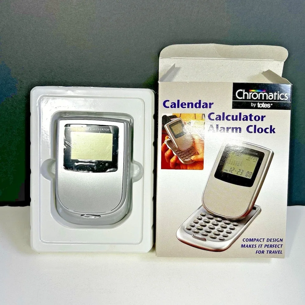 Chromatics by Totes Calendar Calculator Alarm Clock Travel Desk NEW NOS